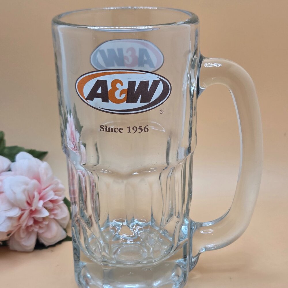 Vintage A&W Since 1956 Bilingual Libbey Root Beer Glass Mug 7 Inch Tall